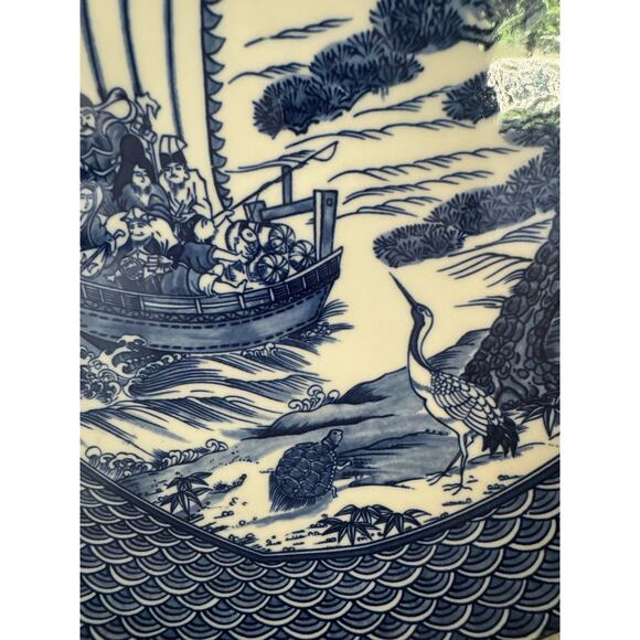 Vintage Japanese Seven Lucky Gods Treasure Ship Kutani Serving Dish - Picture 5 of 10